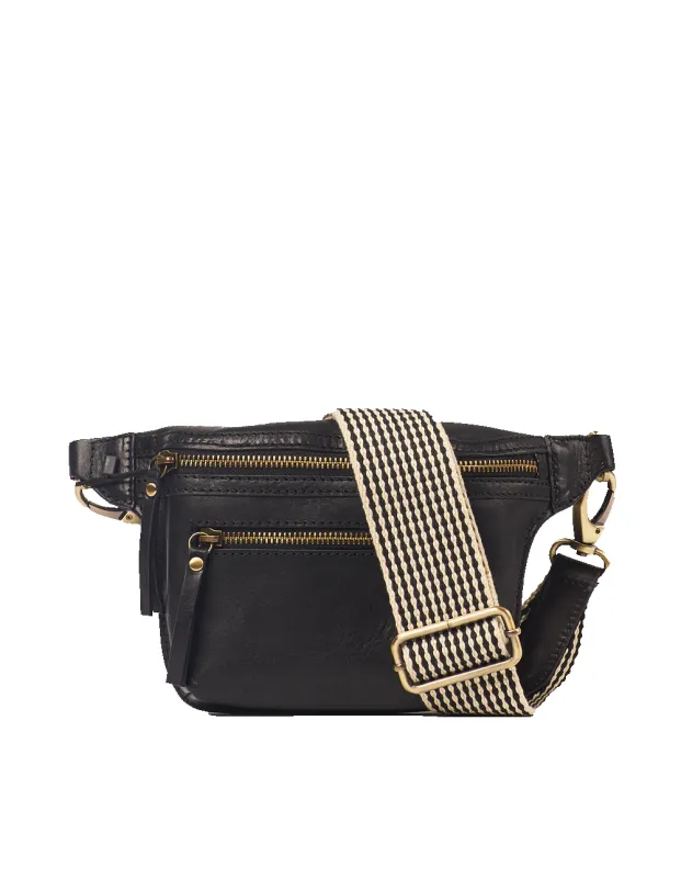 Beck's Bum Bag Black Checkered Stromboli Leather sold by Ivalo.com