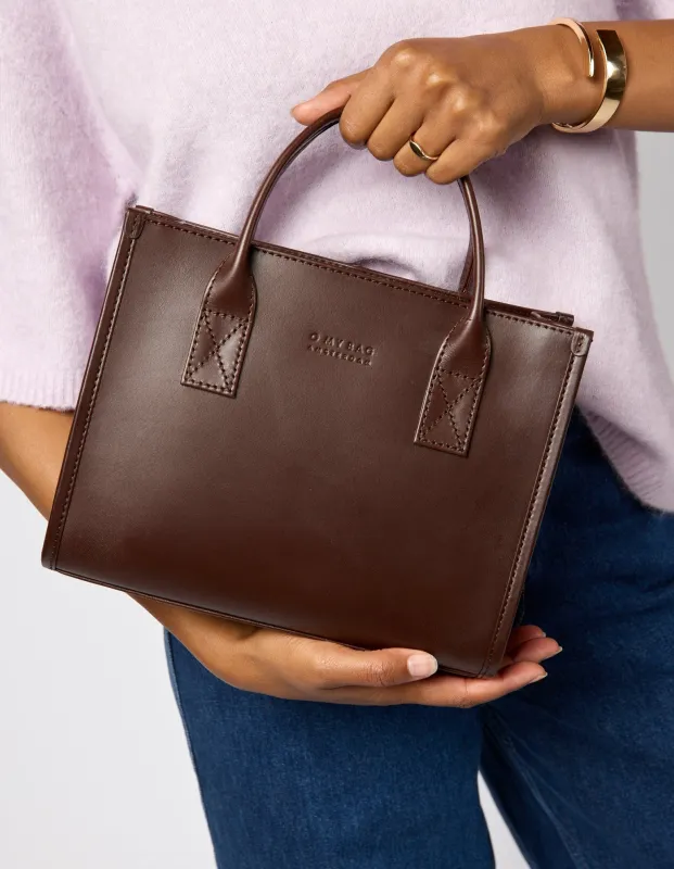 Jackie Midi Bag with Webbing Strap Classic Leather Chocolate Brown sold by Ivalo.com