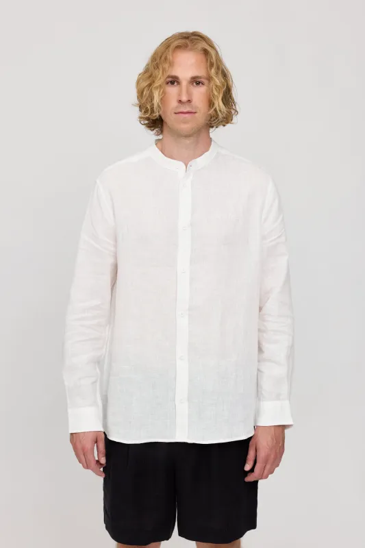 Stand Collar Linen Shirt sold by Ivalo.com