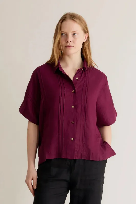 Kimono Linen Shirt Berry Red sold by Ivalo.com