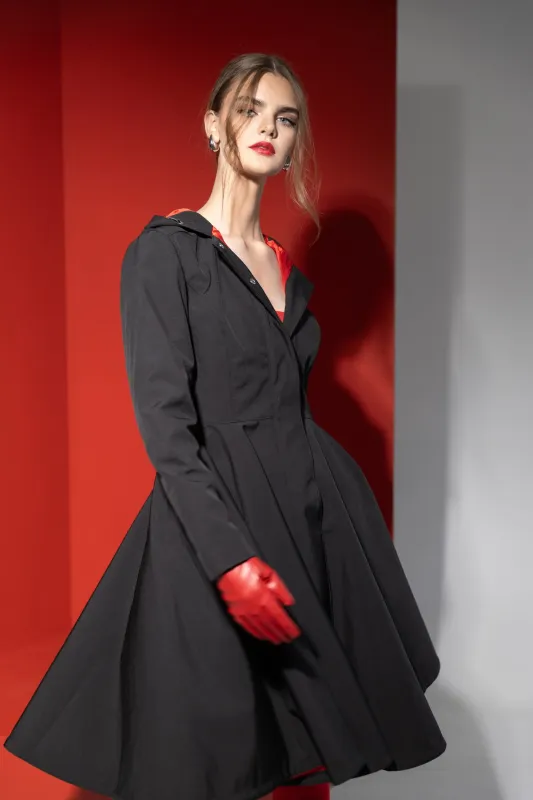 Fit and Flare Raincoat with Full Circle Hem Raven Black / Red sold by Ivalo.com