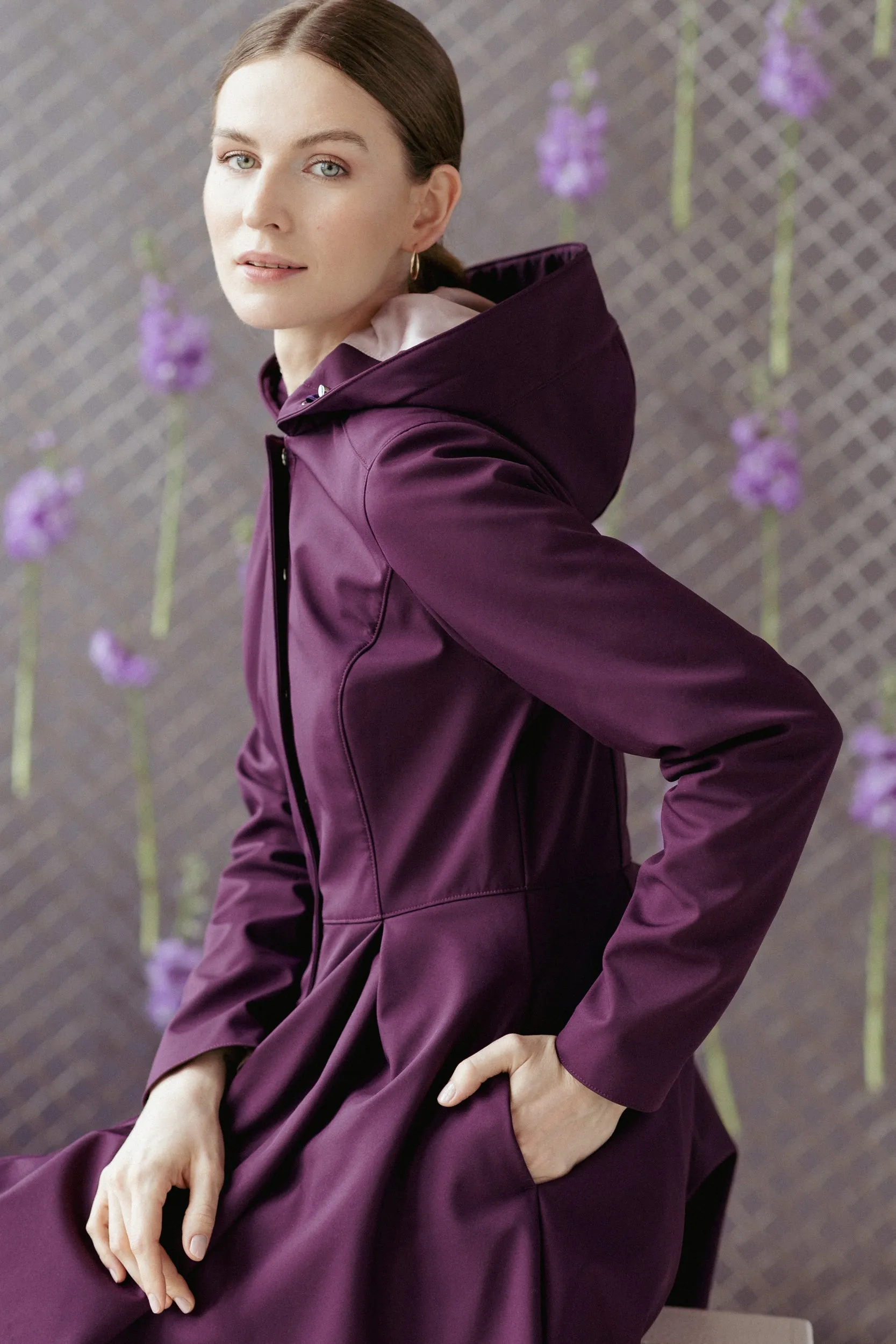 Fit and Flare Raincoat with Pleated Hem Ruby Purple sold by Ivalo.com product image thumbnail 3