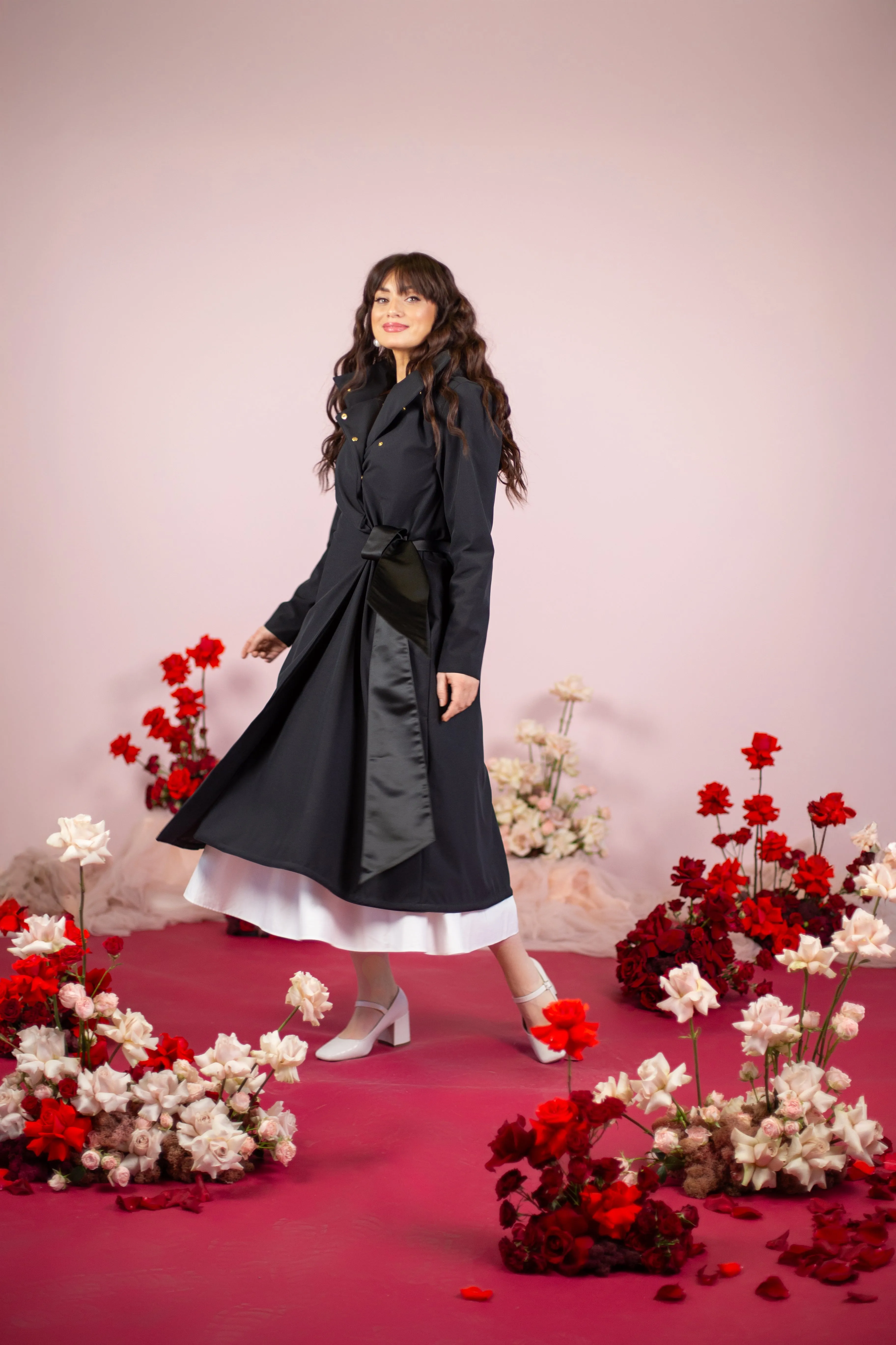 Double Breasted Coat with Trapeze Cut with a Bow Black sold by Ivalo.com product image thumbnail 3