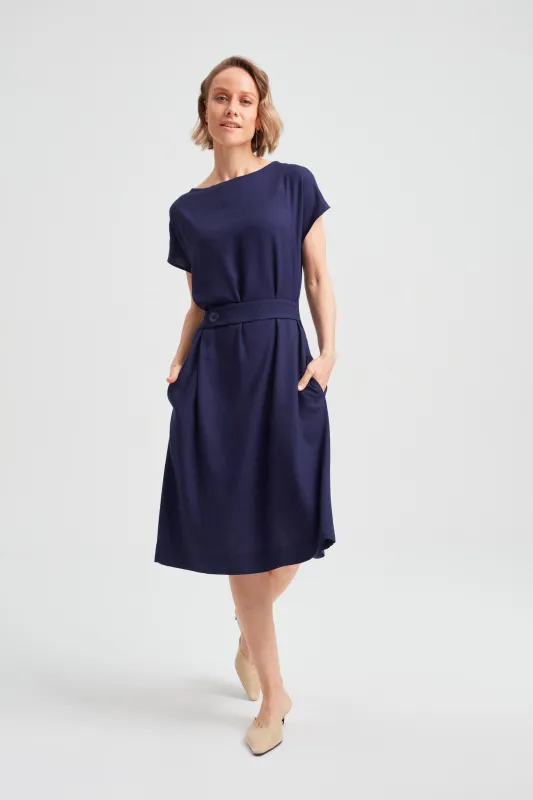 Sati Midi Dress With Boat Neck Black-Blue sold by Ivalo.com