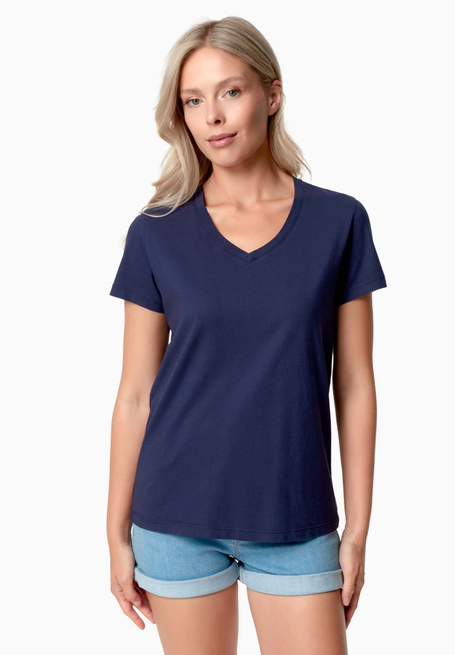 Tessa Basic V-Neck T-Shirt Navy Blue sold by Ivalo.com