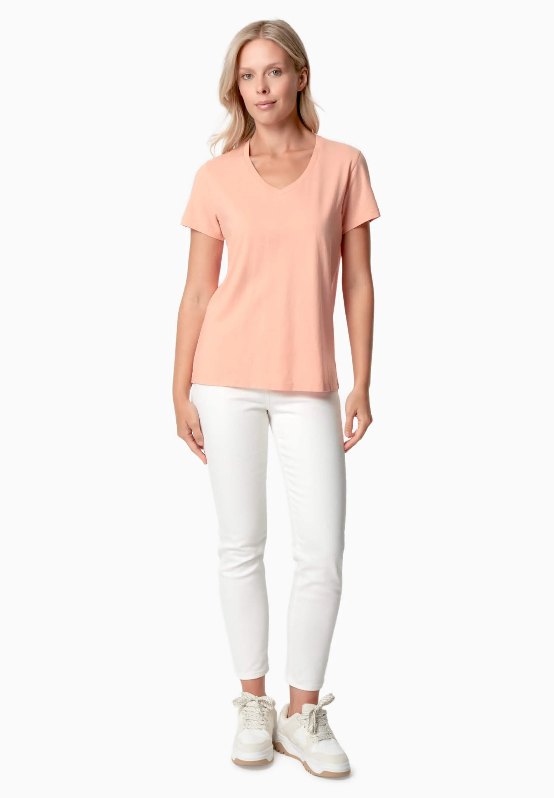 Tessa Basic V-Neck T-Shirt Peach sold by Ivalo.com product image thumbnail 2