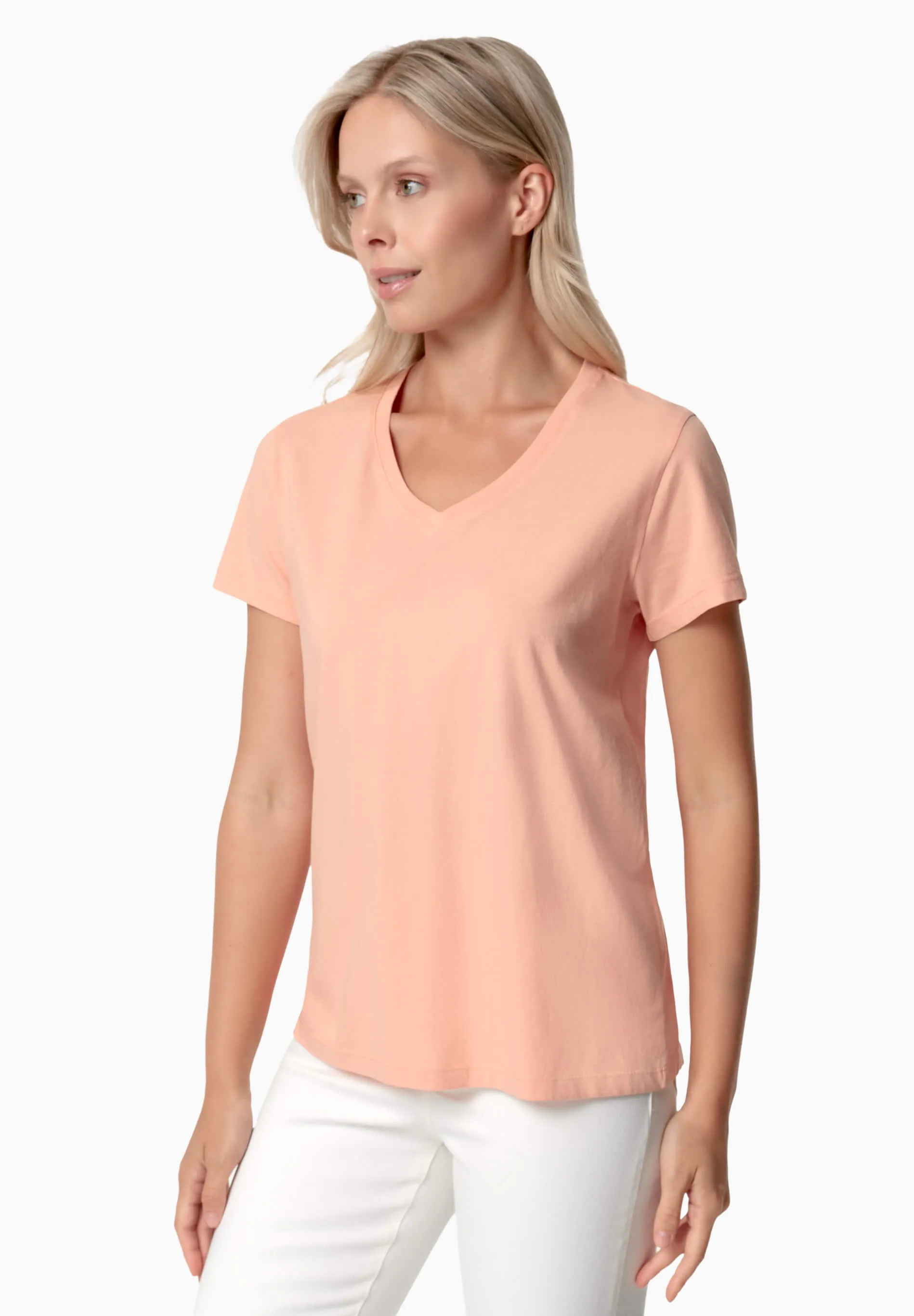 Tessa Basic V-Neck T-Shirt Peach sold by Ivalo.com product image thumbnail 3