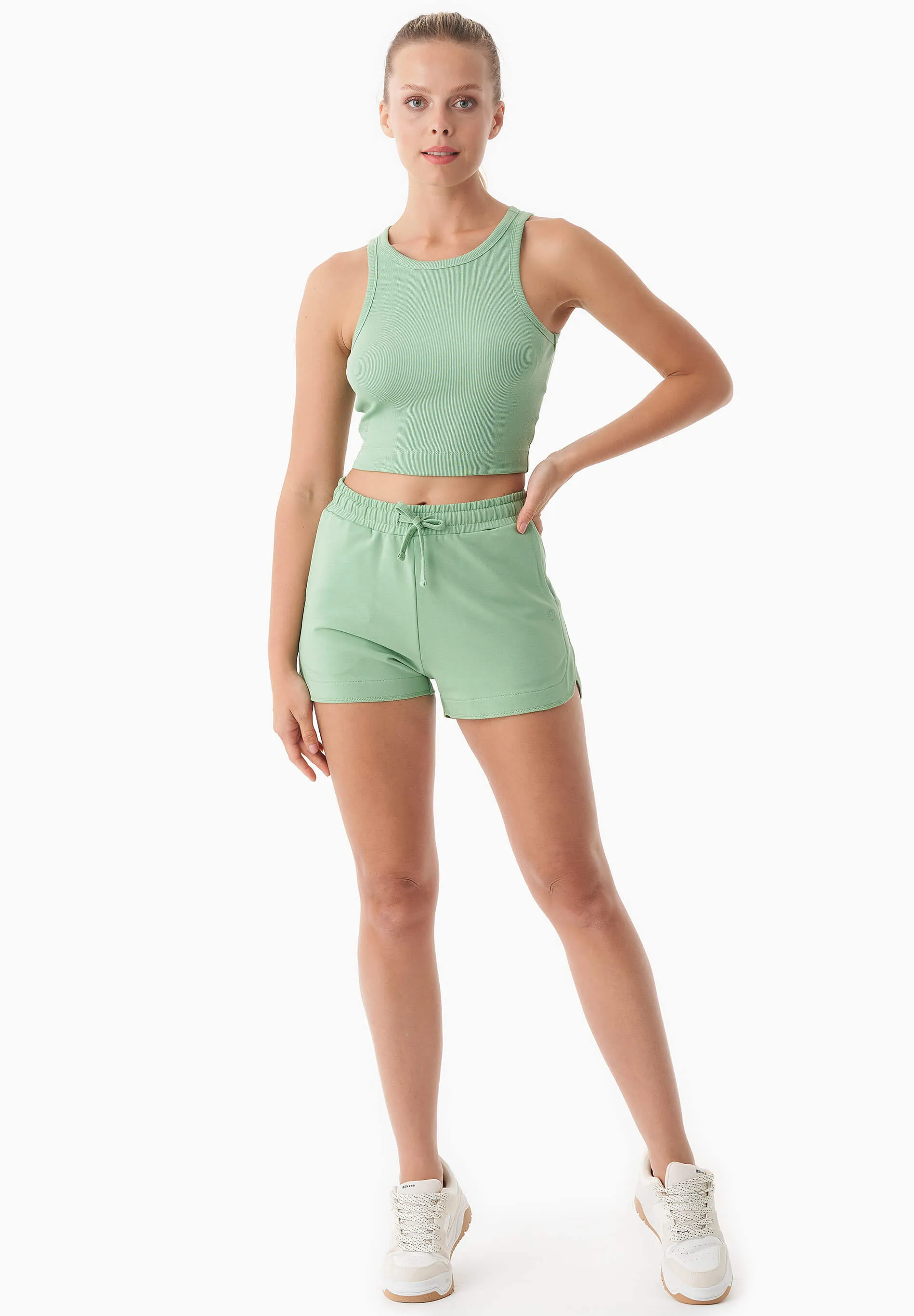 Sonnia Cropped Organic Cotton Rib Top Mineral Green sold by Ivalo.com product image thumbnail 3