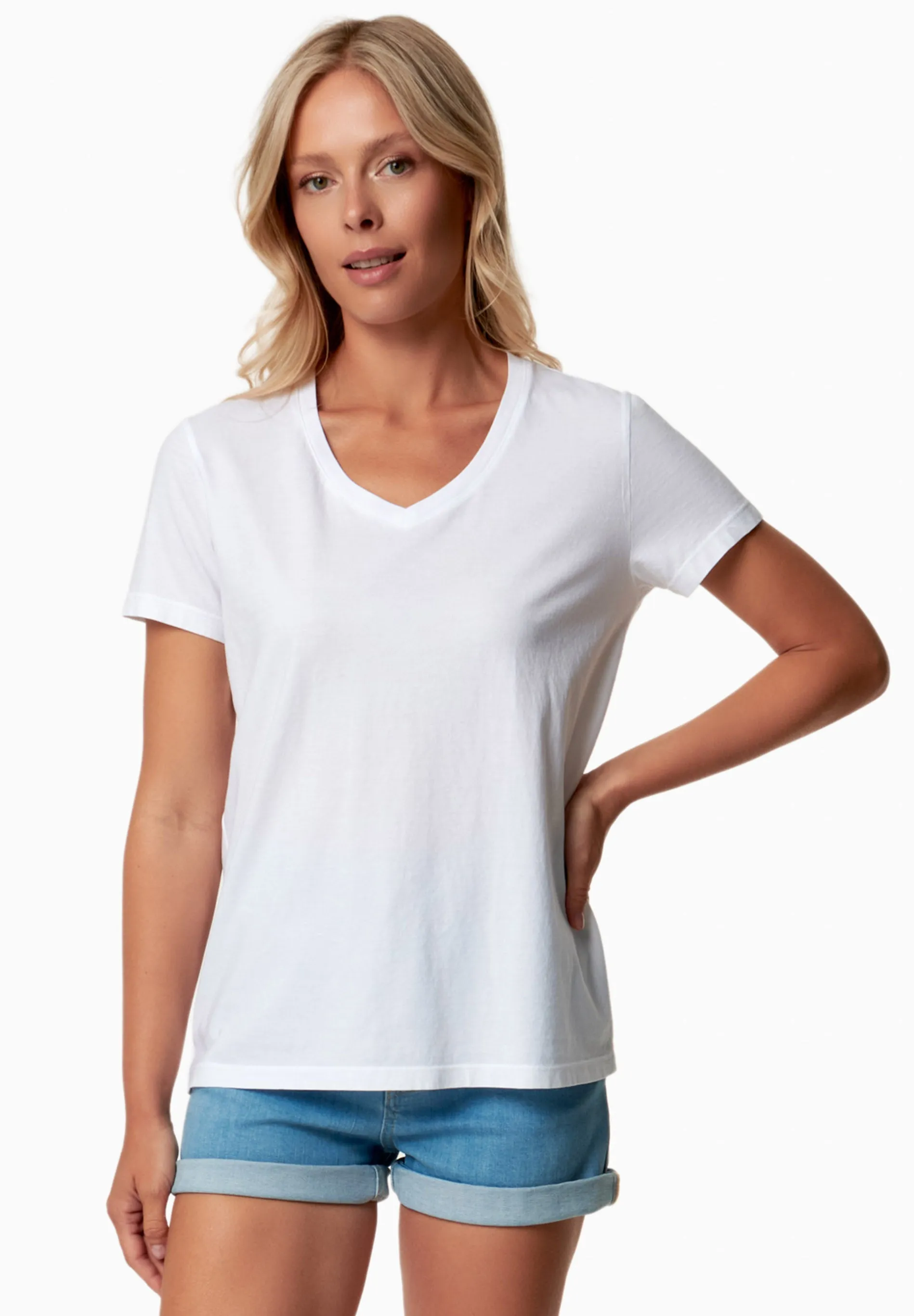 Tessa Basic V-Neck T-Shirt White sold by Ivalo.com