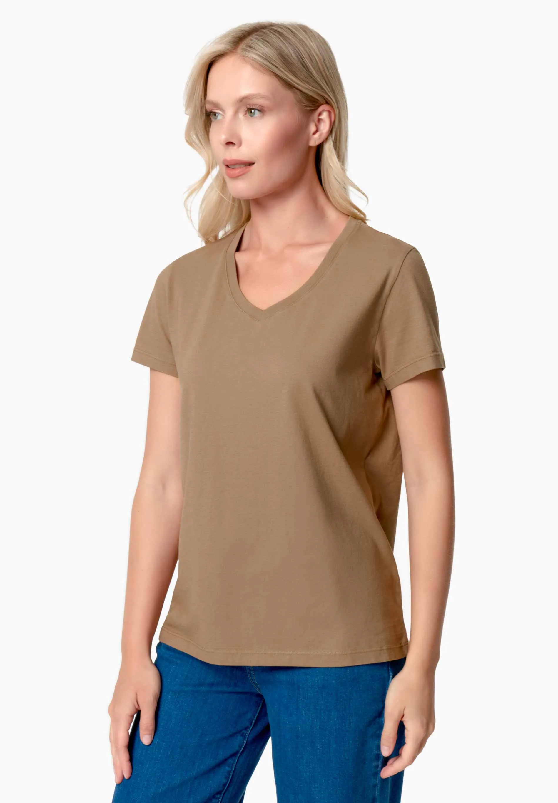 Tessa Basic V-Neck T-Shirt Gravel Brown sold by Ivalo.com product image thumbnail 3