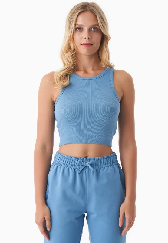 Sonnia Cropped Organic Cotton Rib Top Blue Fog sold by Ivalo.com