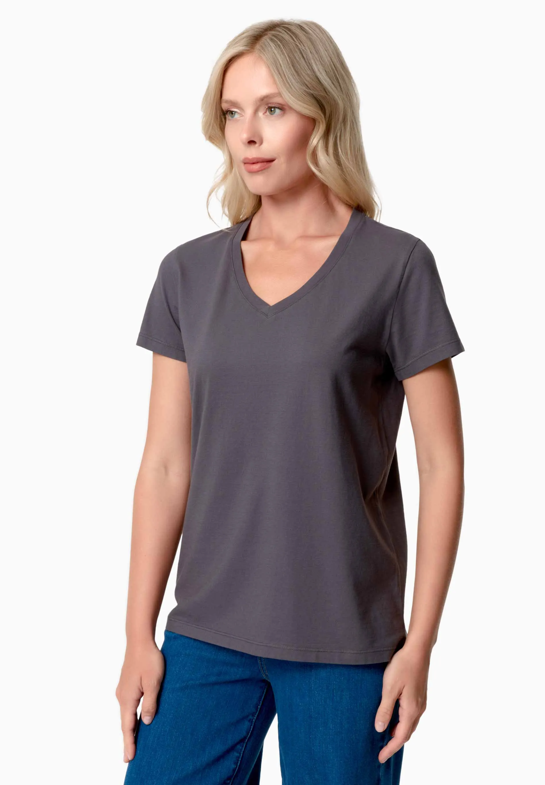 Tessa Basic V-Neck T-Shirt Shadow Grey sold by Ivalo.com product image thumbnail 3