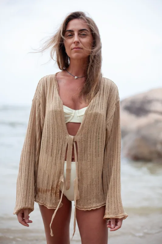 Sole Linen Cardigan Sand sold by Ivalo.com