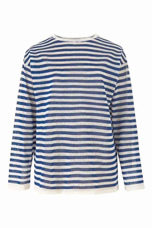 Tanto Unisex Linen Long-Sleeve Top Navy Striped sold by Ivalo.com