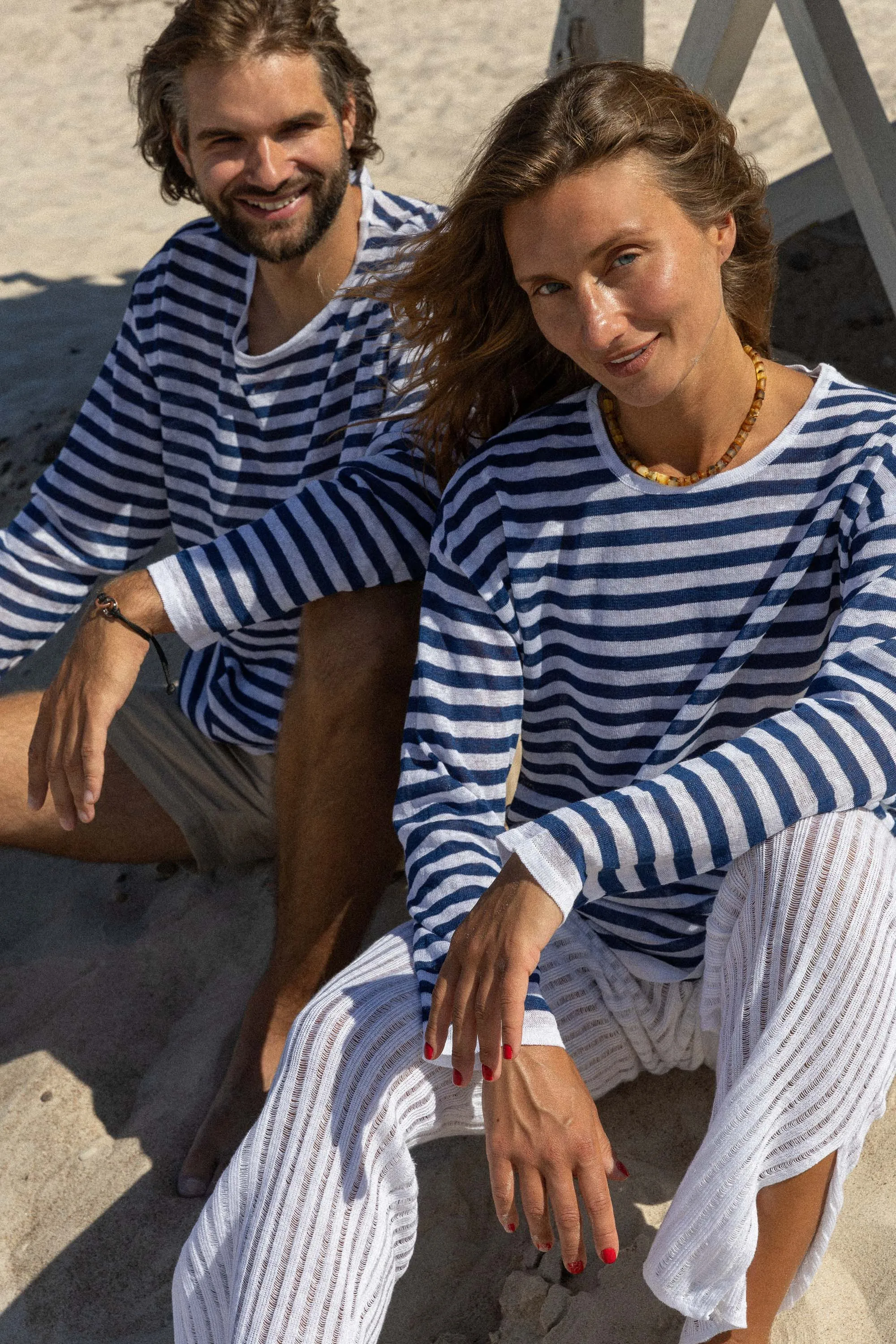 Tanto Unisex Linen Long-Sleeve Top Navy Striped sold by Ivalo.com product image thumbnail 3