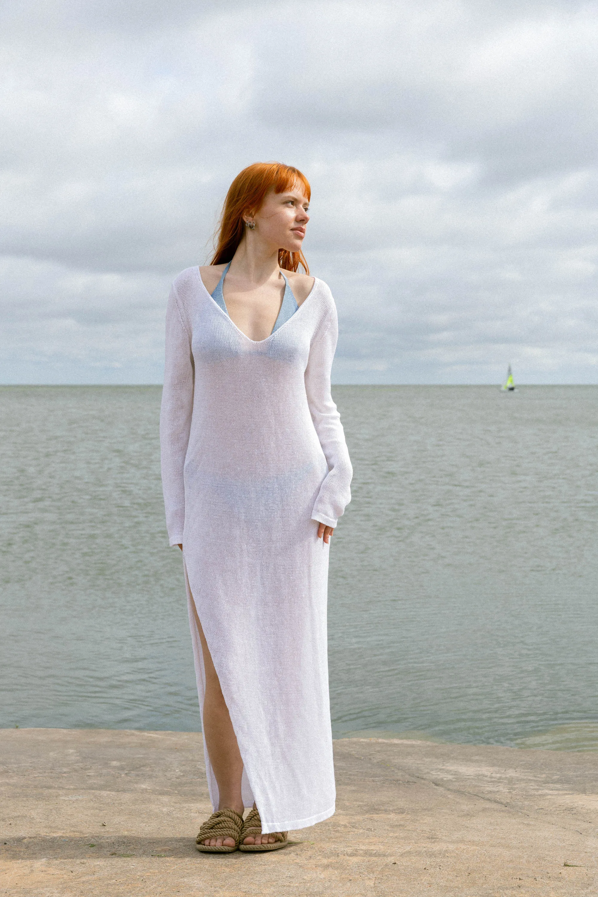 Mare Linen Long Dress White sold by Ivalo.com