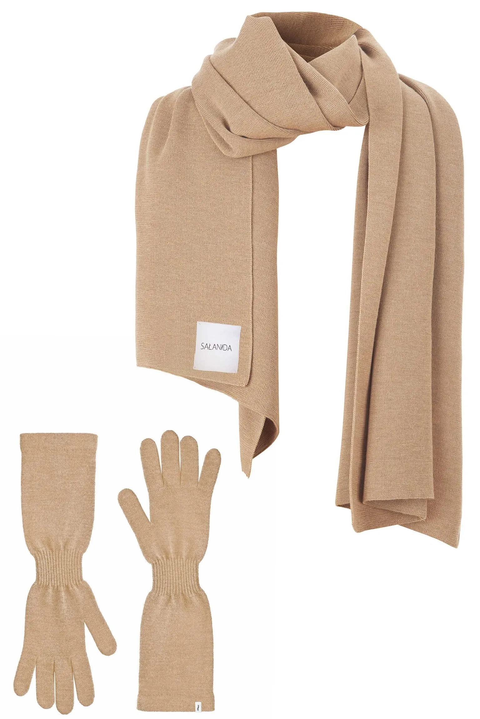 Via Merino Wool Scarf & Gloves Set Beige sold by Ivalo.com