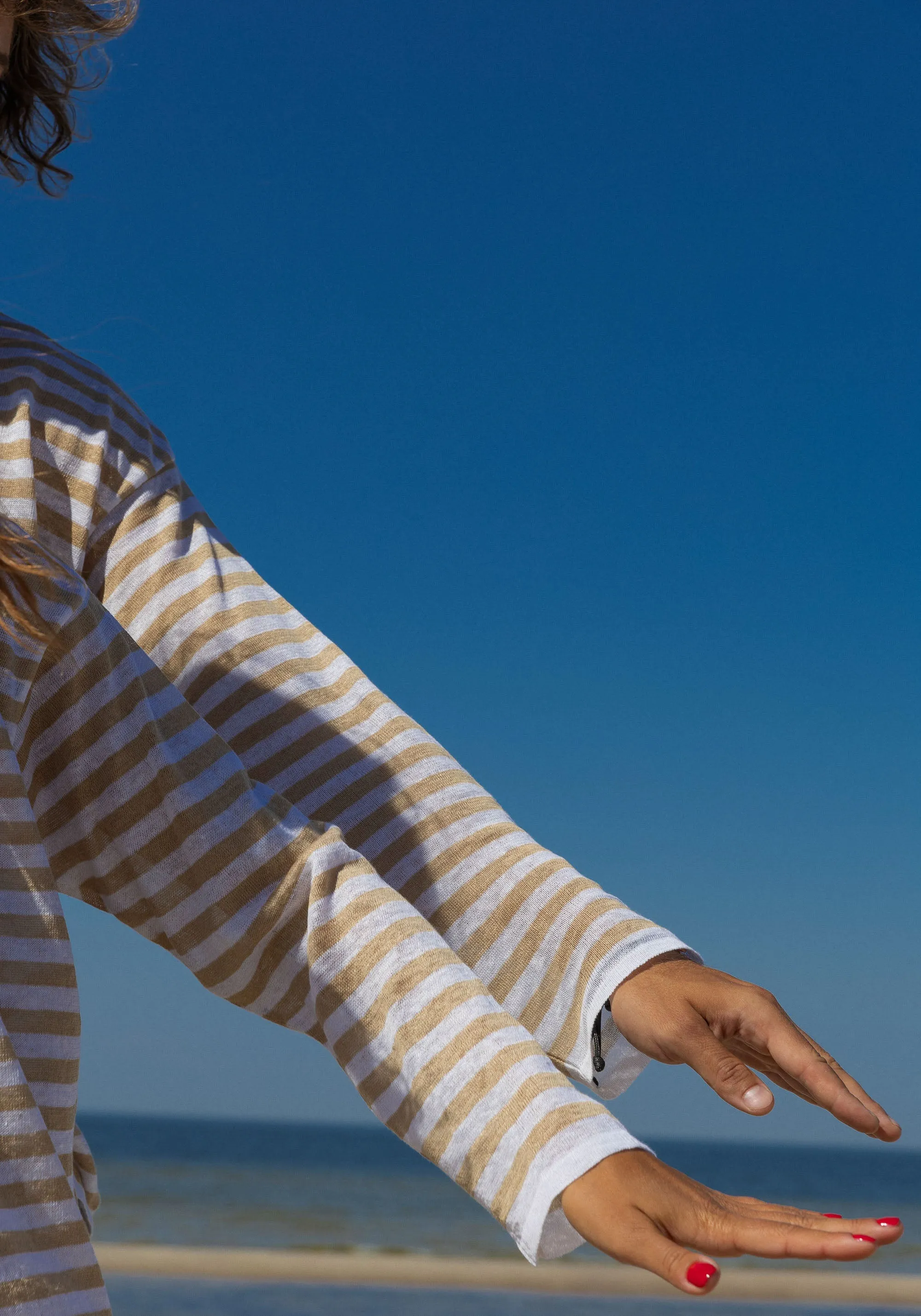 Tanto Unisex Linen Long-Sleeve Top Sand Striped sold by Ivalo.com product image thumbnail 4