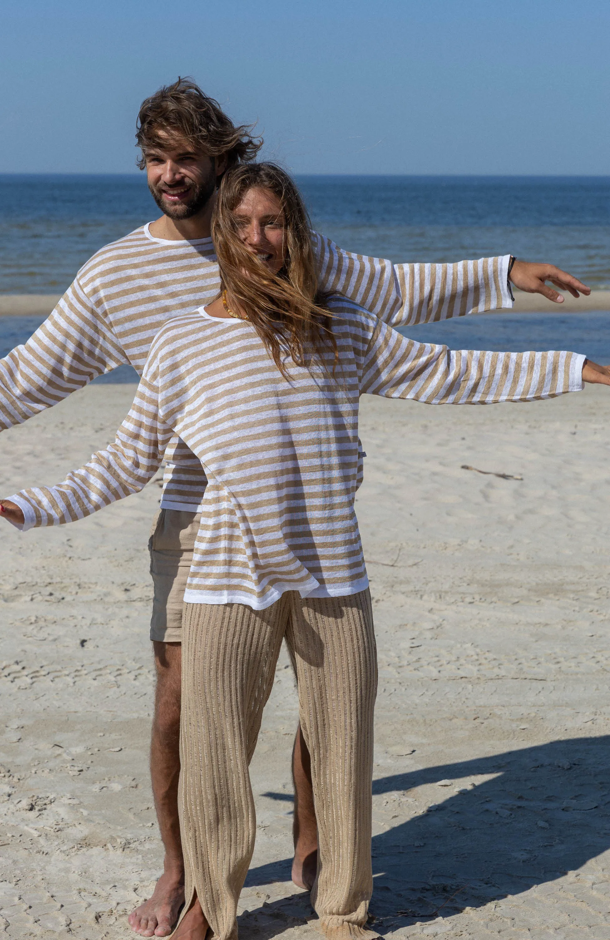 Tanto Unisex Linen Long-Sleeve Top Sand Striped sold by Ivalo.com product image thumbnail 3