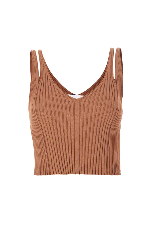 Donna Ribbed Crop Top Caramel sold by Ivalo.com