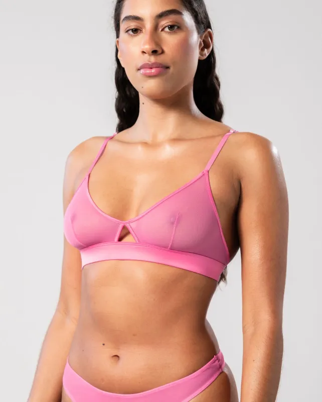 Mesh Cut-Out Triangle Bralette Candy Pink sold by Ivalo.com