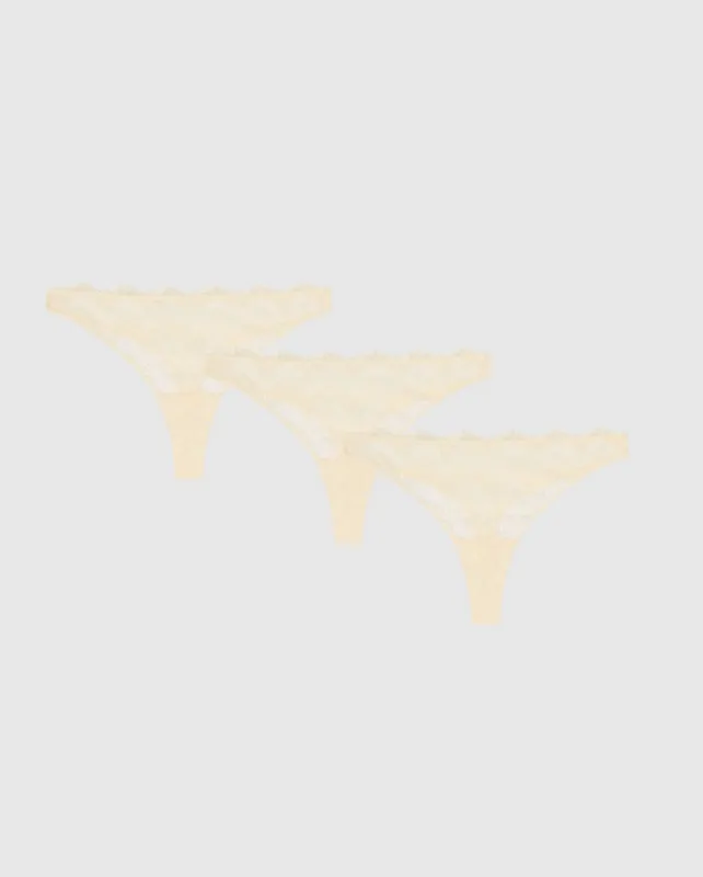 Lace Thong 3-Pack Cream sold by Ivalo.com