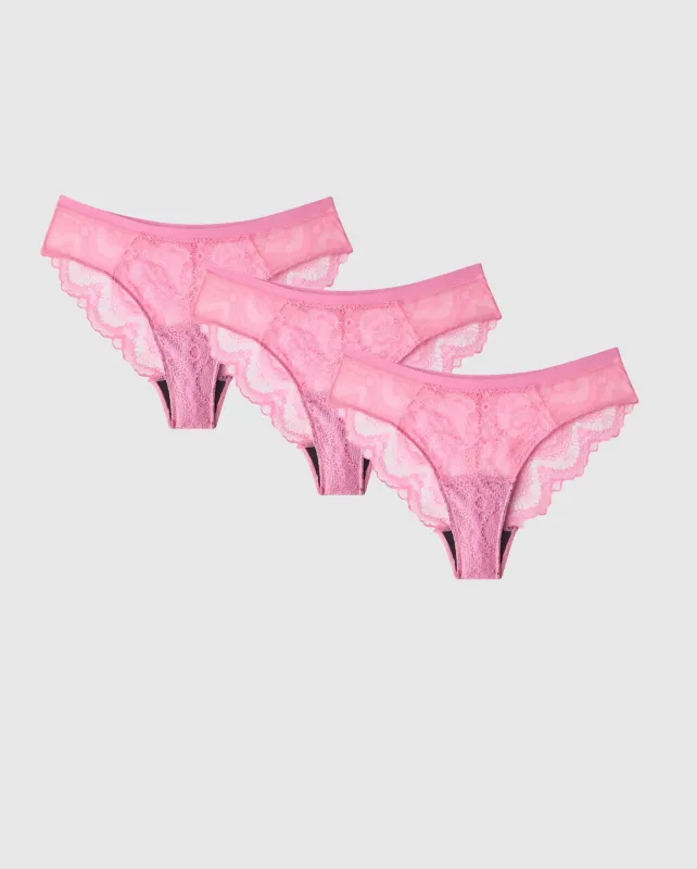 Light Flow Lace Period Underpants 3-Pack Pink sold by Ivalo.com