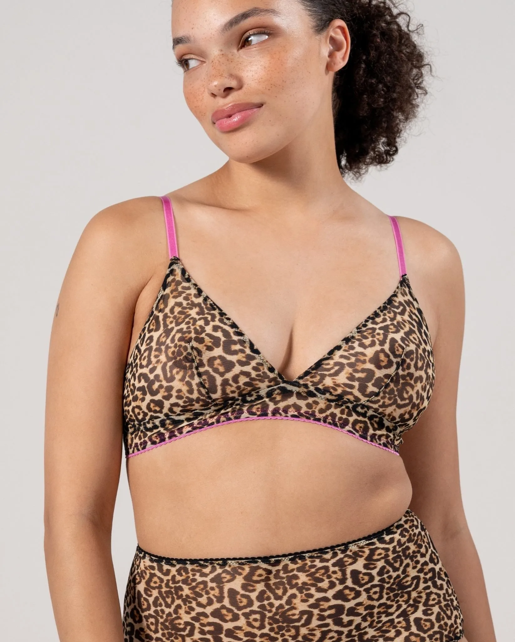 Mesh Triangle Bralette Leopard/Candy Pink sold by Ivalo.com product image thumbnail 2