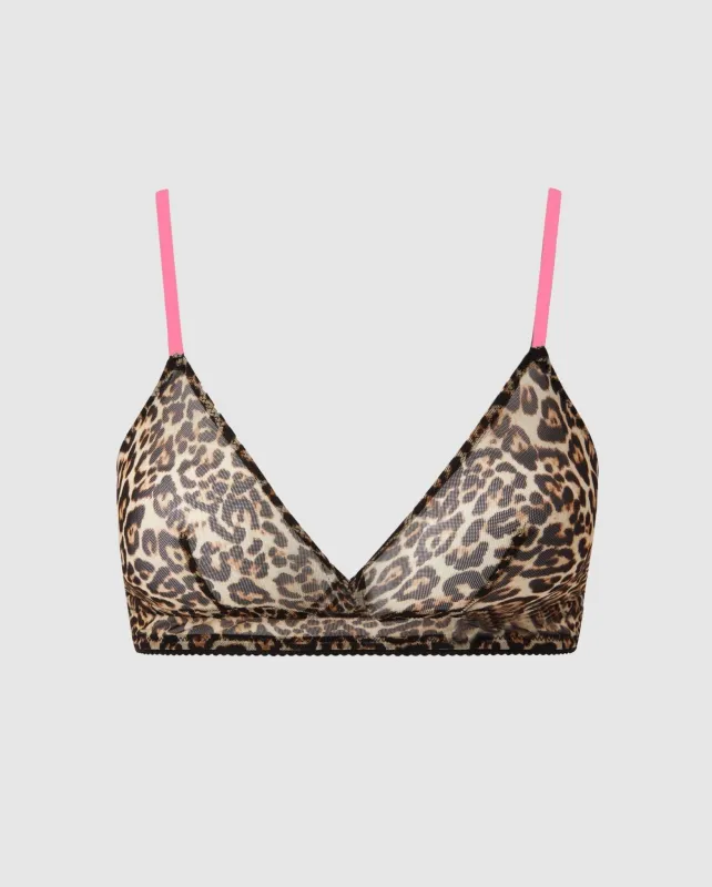 Mesh Triangle Bralette Leopard/Candy Pink sold by Ivalo.com