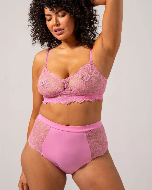 Lace Medium Flow Period Underpants Highwaist Briefs Candy Pink sold by Ivalo.com