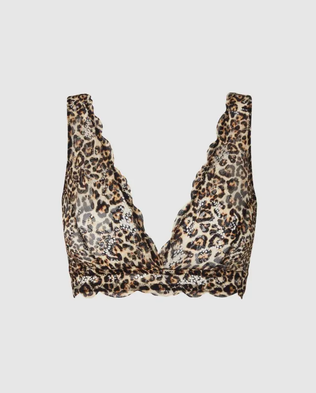 Lace Plunge Bralette Gold Leopard sold by Ivalo.com