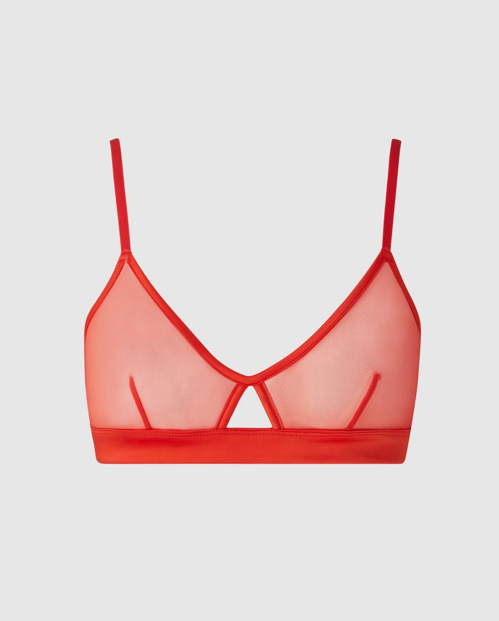 Mesh Cut-Out Triangle Bralette Fiery Red sold by Ivalo.com