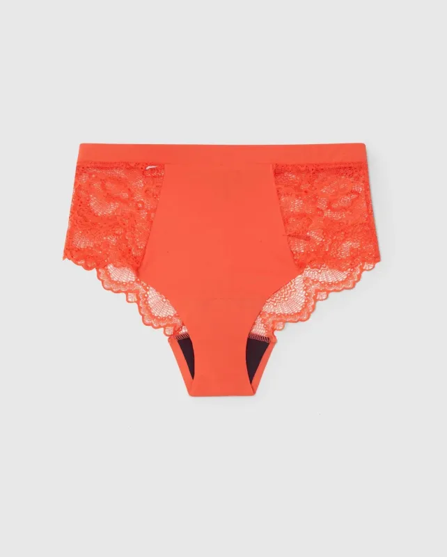 Highwaist Lace Briefs Medium Flow Period Panties Fiery Red sold by Ivalo.com