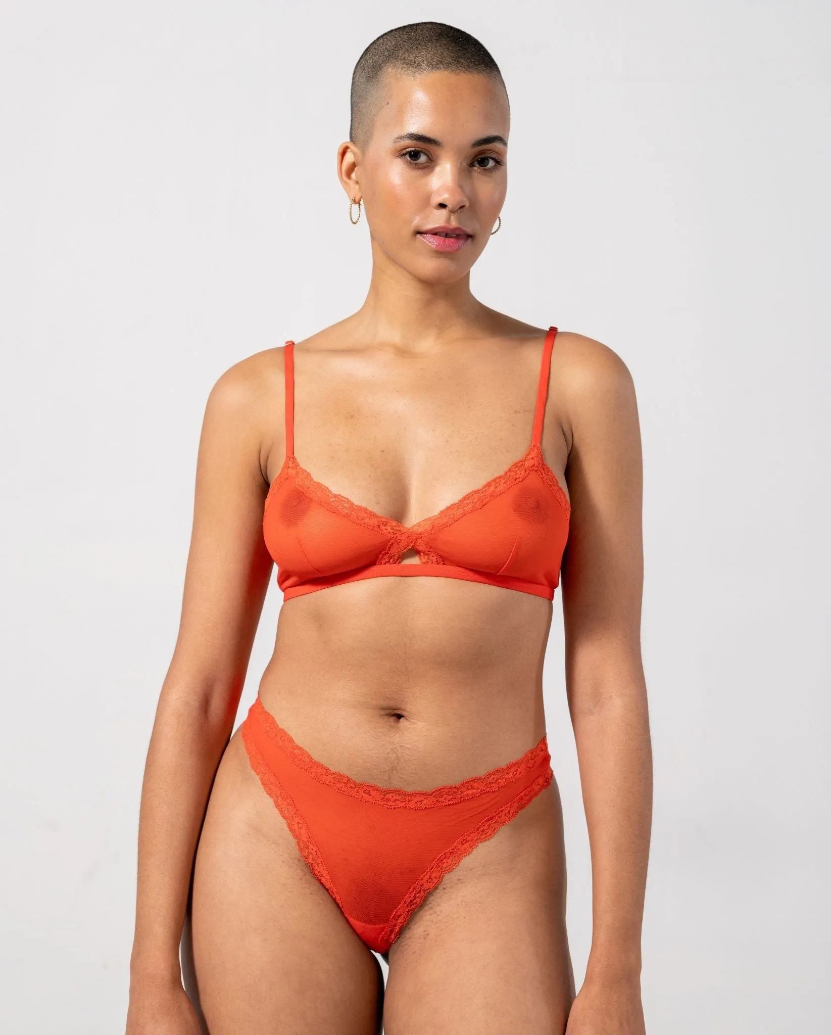 Mesh Lace Trim Triangle Bralette Fiery Red sold by Ivalo.com product image thumbnail 4