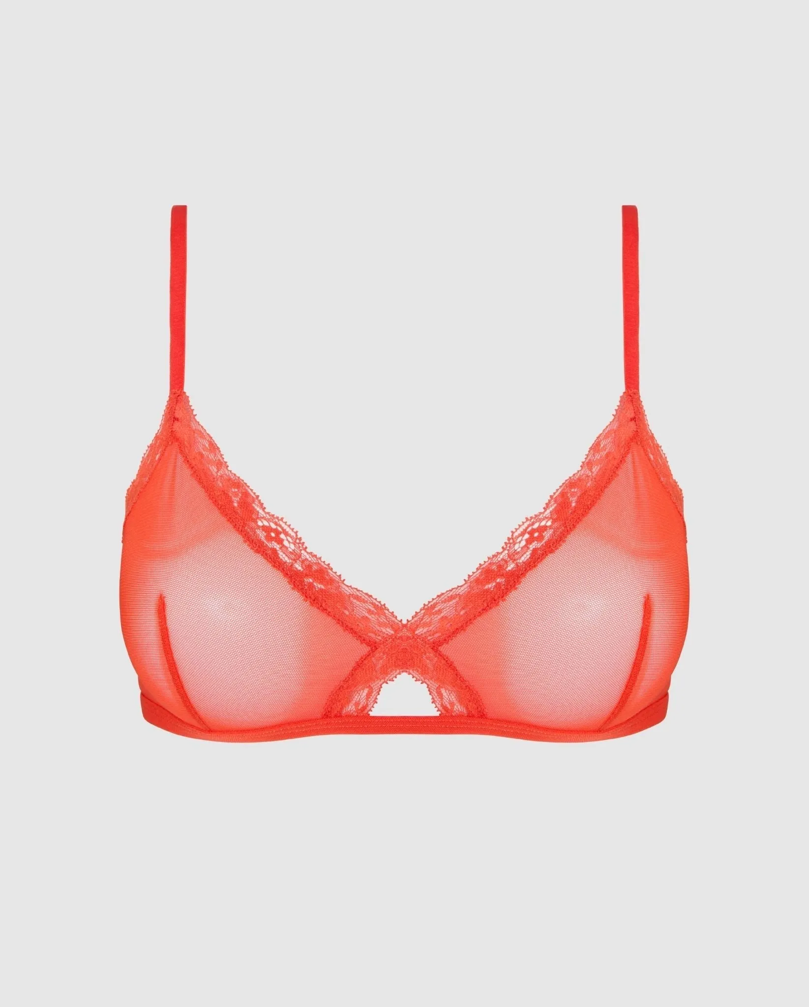 Mesh Lace Trim Triangle Bralette Fiery Red sold by Ivalo.com
