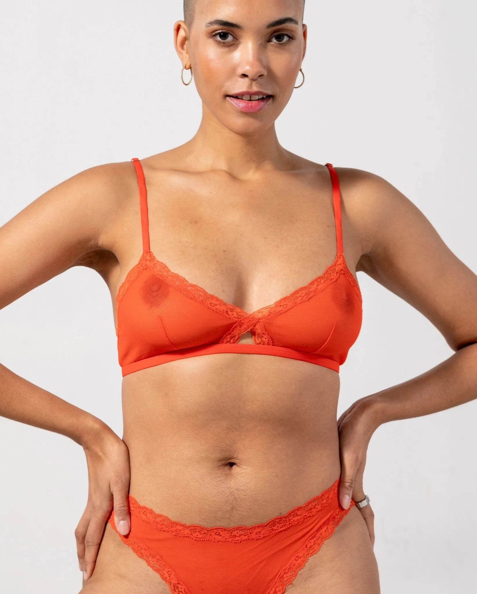Mesh Lace Trim Triangle Bralette Fiery Red sold by Ivalo.com product image thumbnail 5