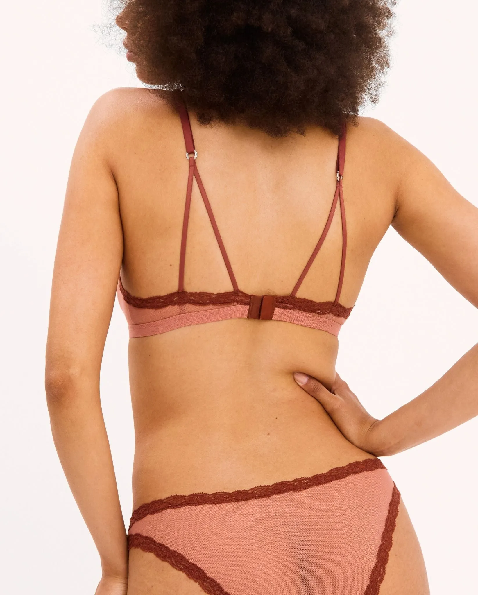 Mesh Lace Cut-Out Triangle Bralette Blush sold by Ivalo.com product image thumbnail 3