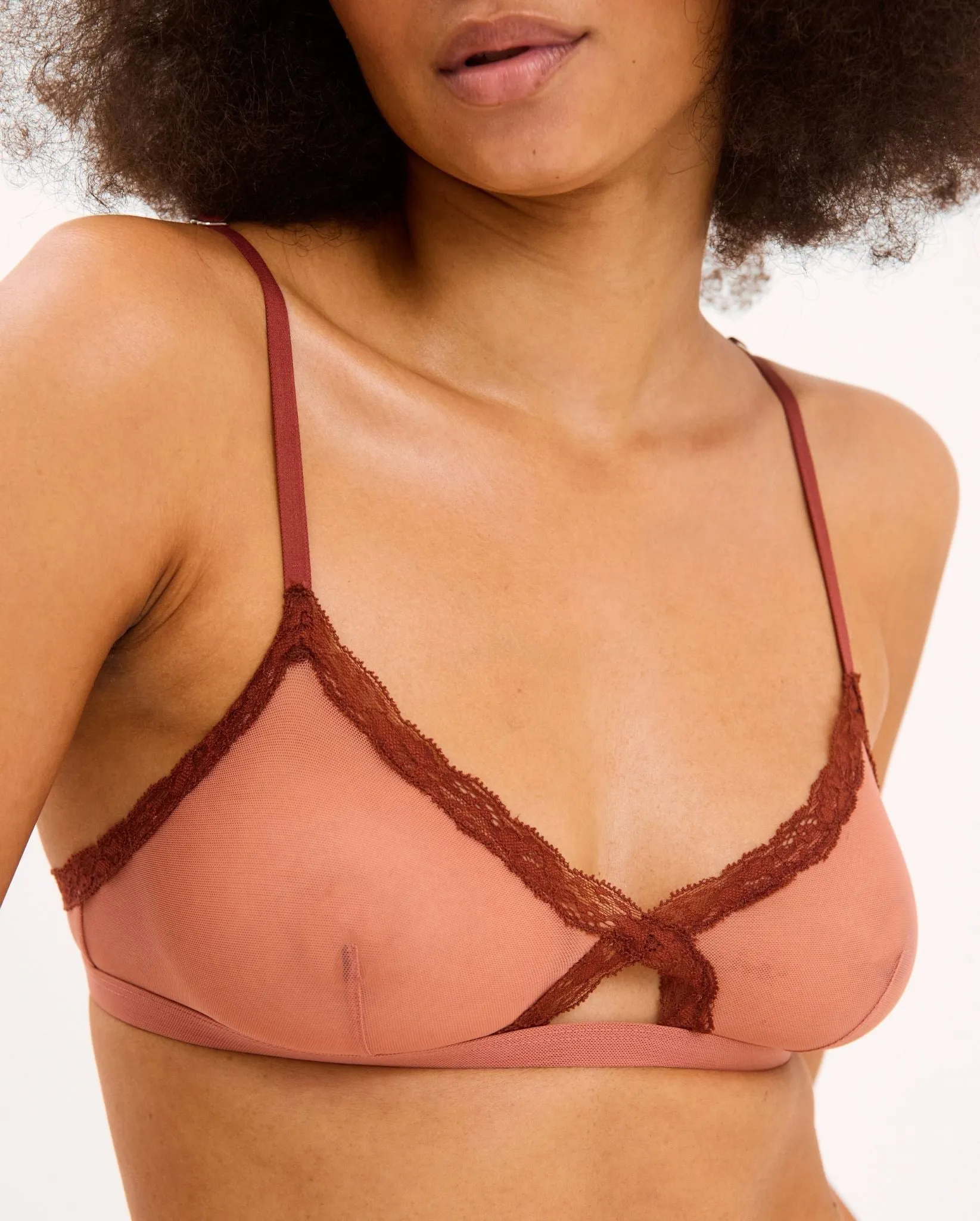 Mesh Lace Cut-Out Triangle Bralette Blush sold by Ivalo.com product image thumbnail 2