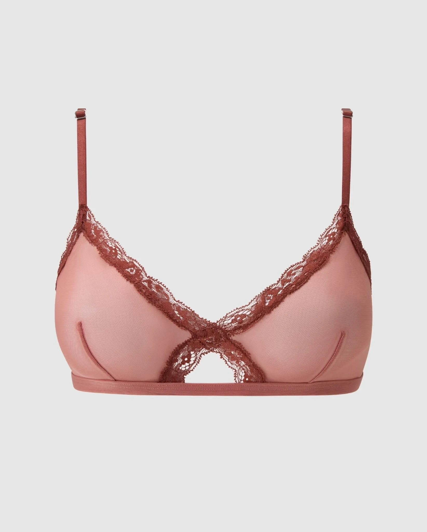 Mesh Lace Cut-Out Triangle Bralette Blush sold by Ivalo.com