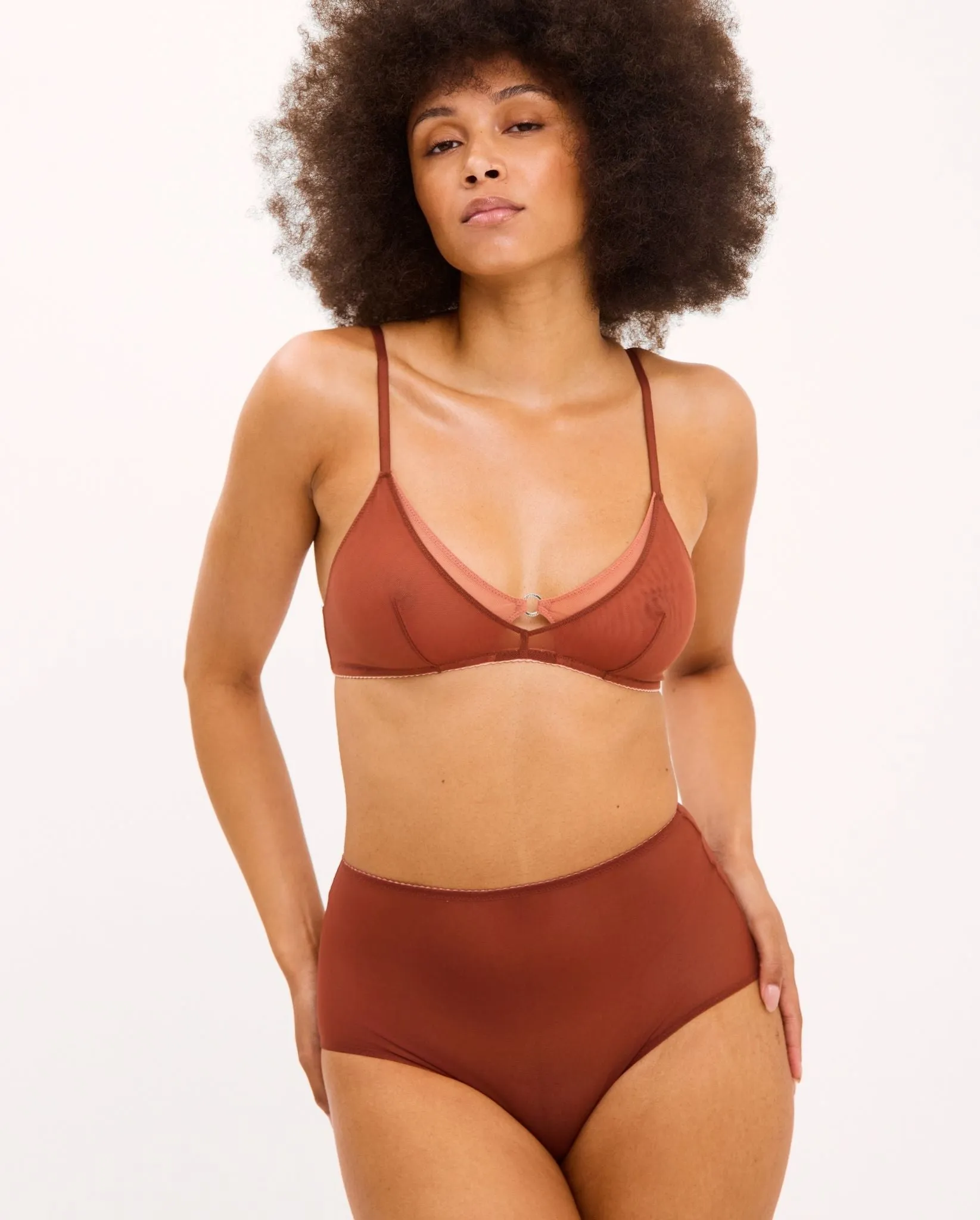 Mesh Double Triangle Bralette Rust sold by Ivalo.com product image thumbnail 3