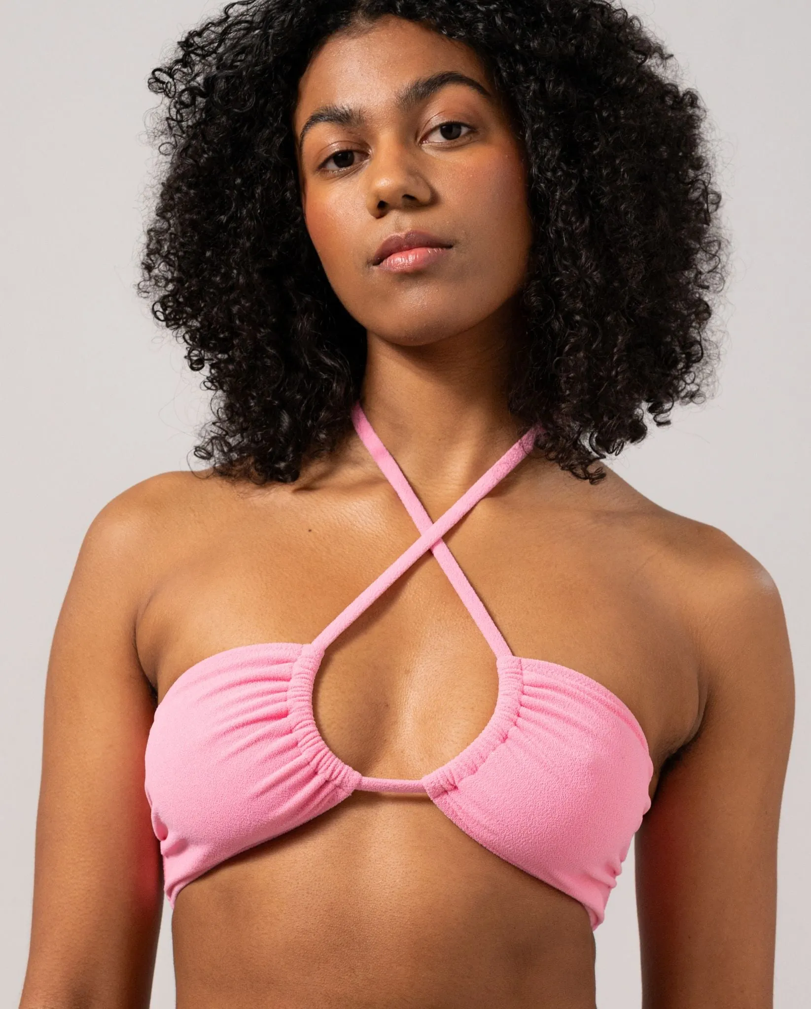 Strappy Bandeau Bikini Top Pink sold by Ivalo.com