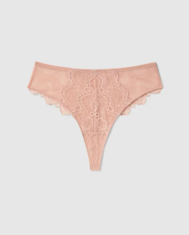 Lace Mesh Highwaist Thong Nude sold by Ivalo.com