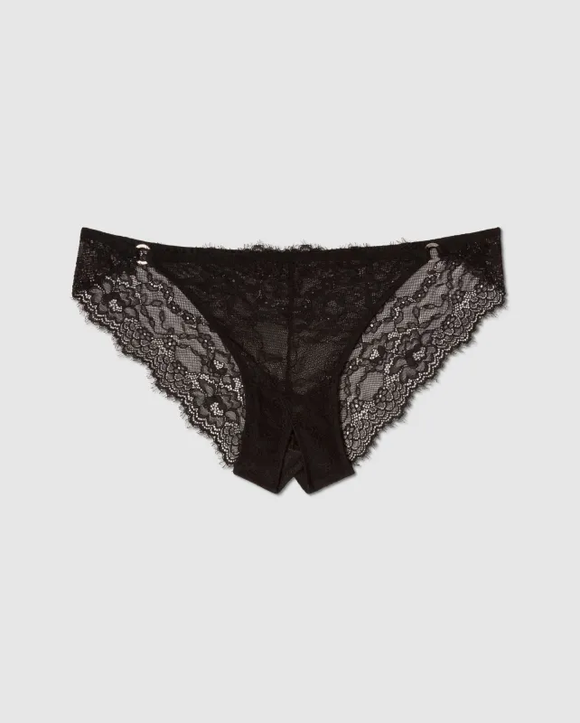 Lace Crotchless Tanga Briefs Black sold by Ivalo.com