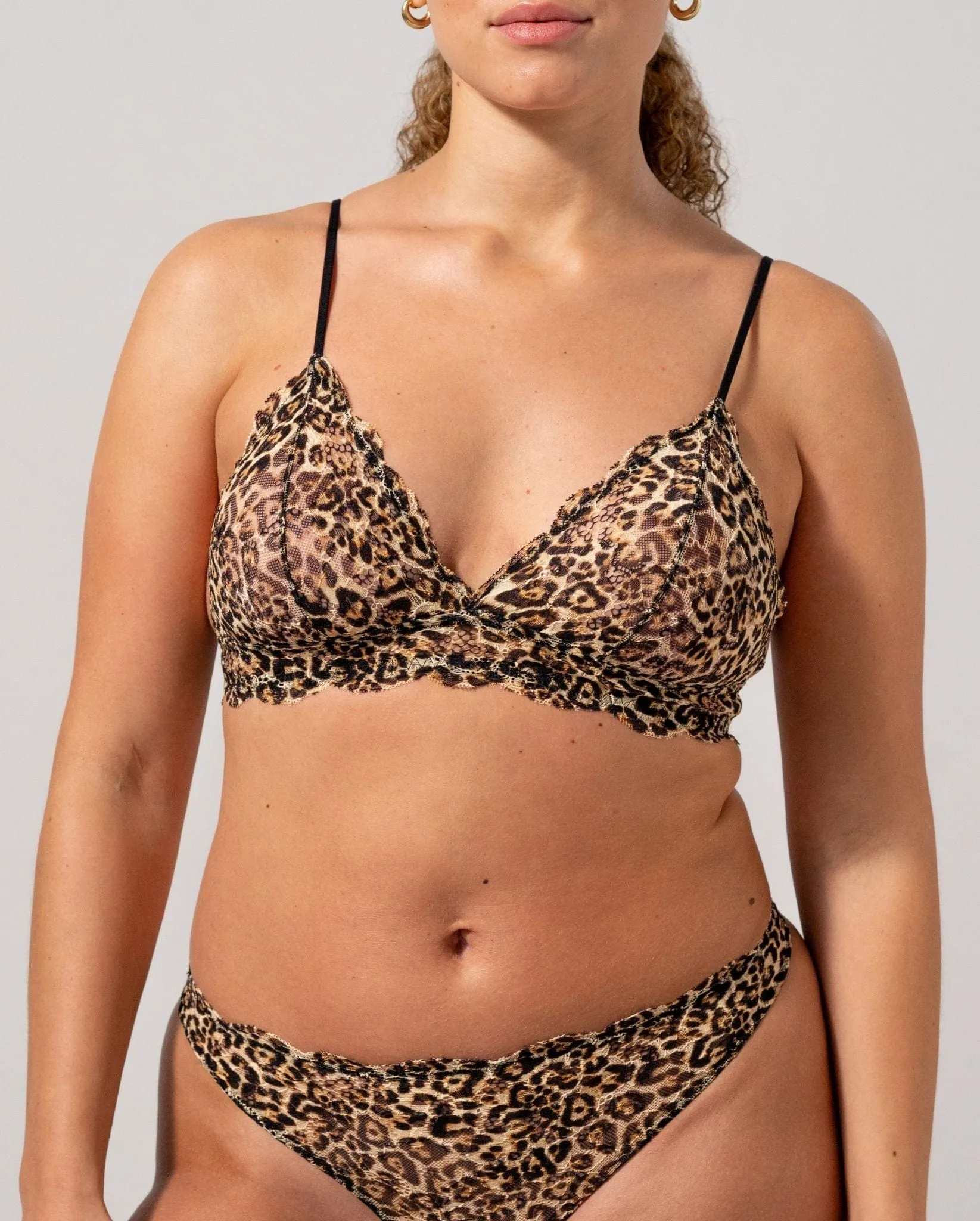 Lace Triangle Bralette Gold Leopard sold by Ivalo.com product image thumbnail 4