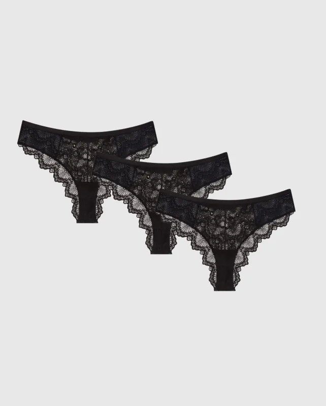 Lace Cheeky 3-Pack Black sold by Ivalo.com