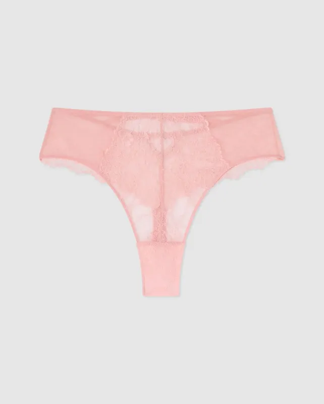 Lace Mesh Strappy Highwaist Thong Powder Pink sold by Ivalo.com