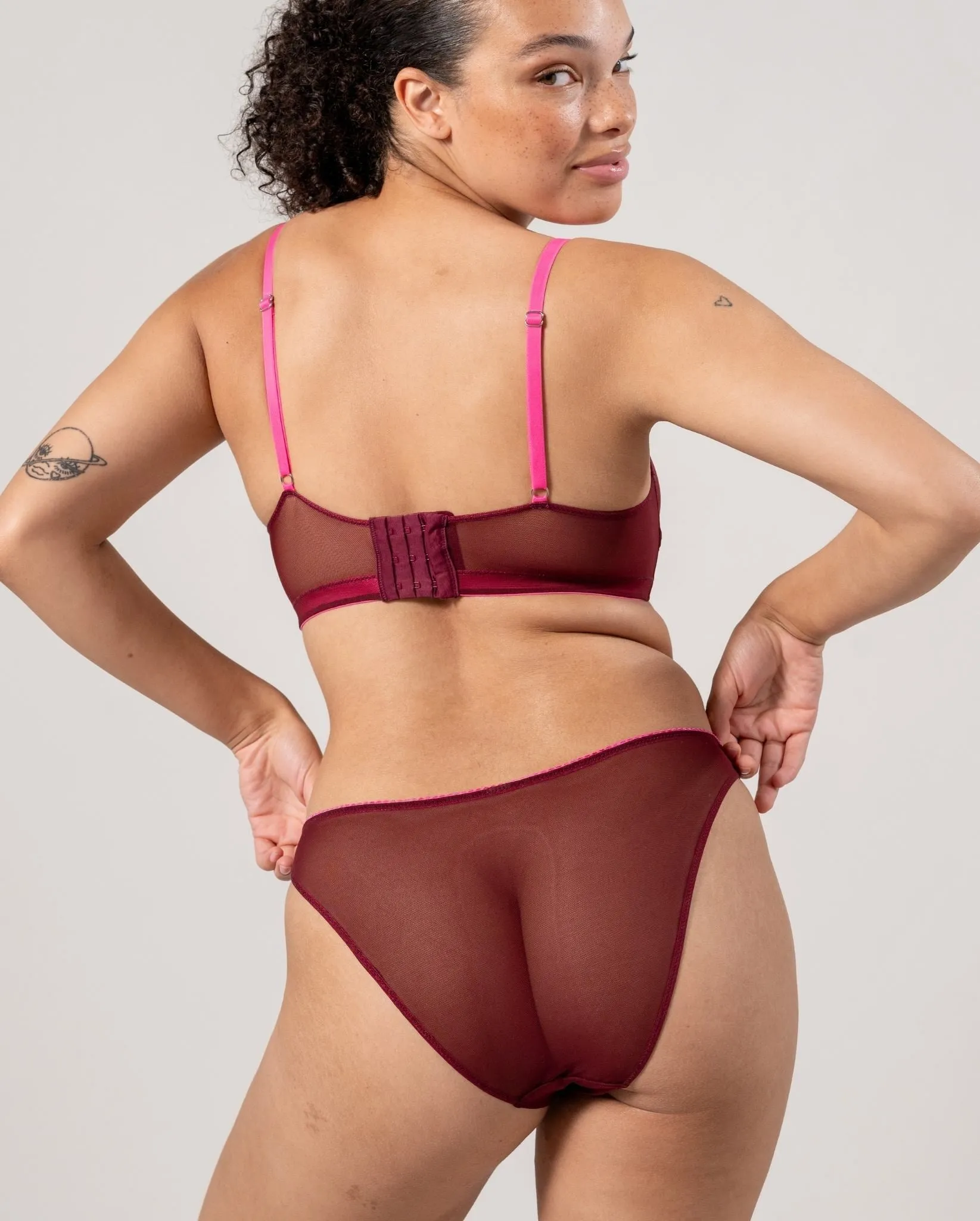 Mesh Bikini Briefs Burgundy/Neon Pink sold by Ivalo.com product image thumbnail 5
