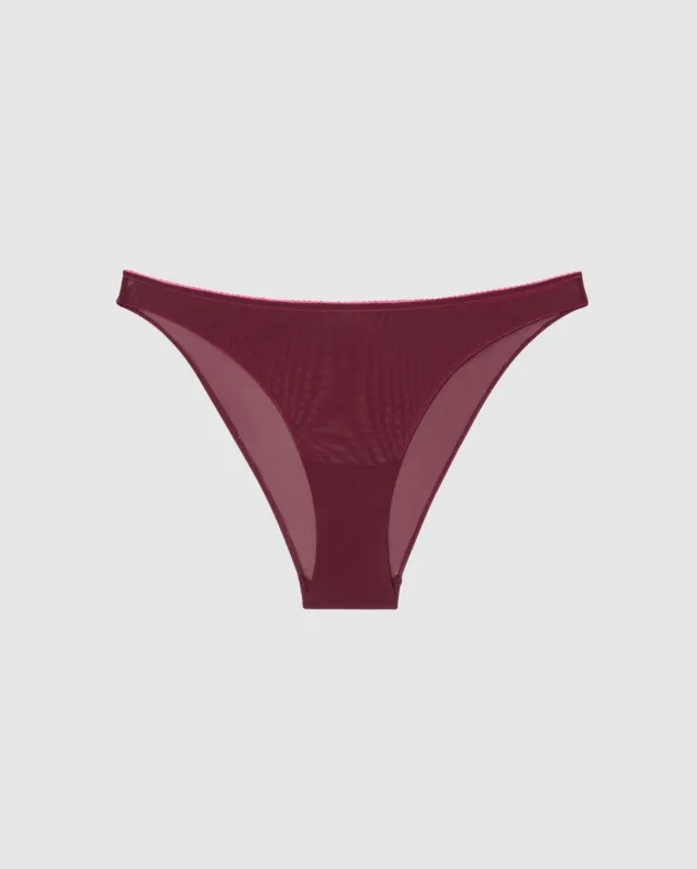 Mesh Bikini Briefs Burgundy/Neon Pink sold by Ivalo.com