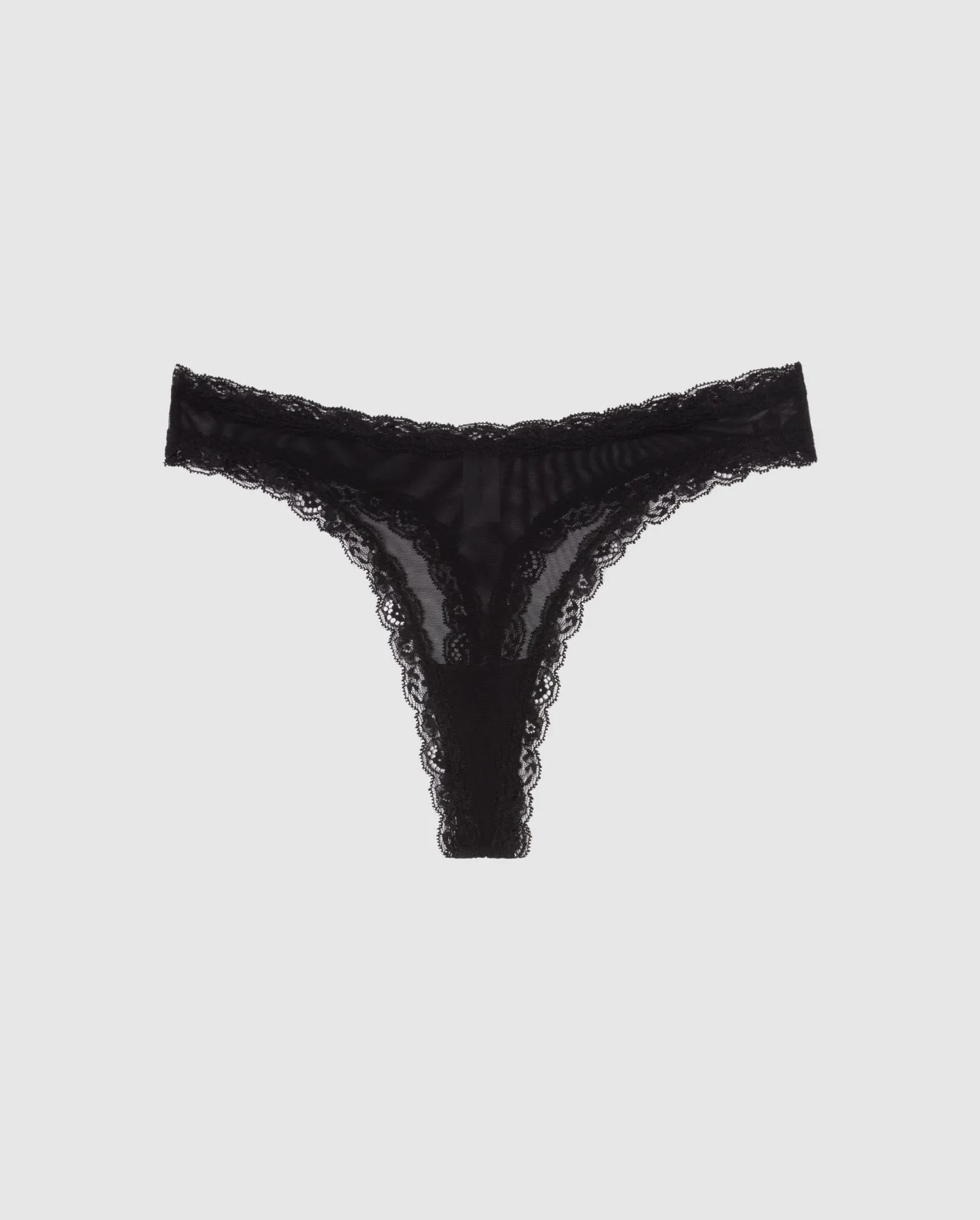 Mesh Lace Trim Thong Black sold by Ivalo.com