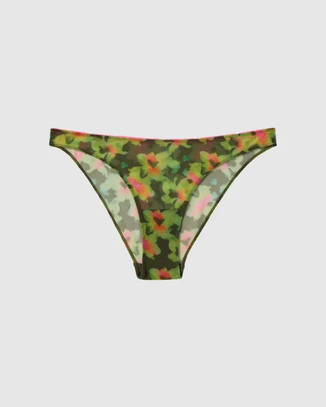 Mesh Bikini Briefs Olive Abstract Floral sold by Ivalo.com
